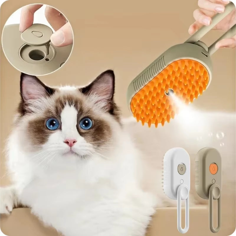 3In1 Steam Brush Steam Cats Comb Water Steam Cat Brush Electric Spray Hair Brushes Cats Massage Grooming Hair Removal Comb