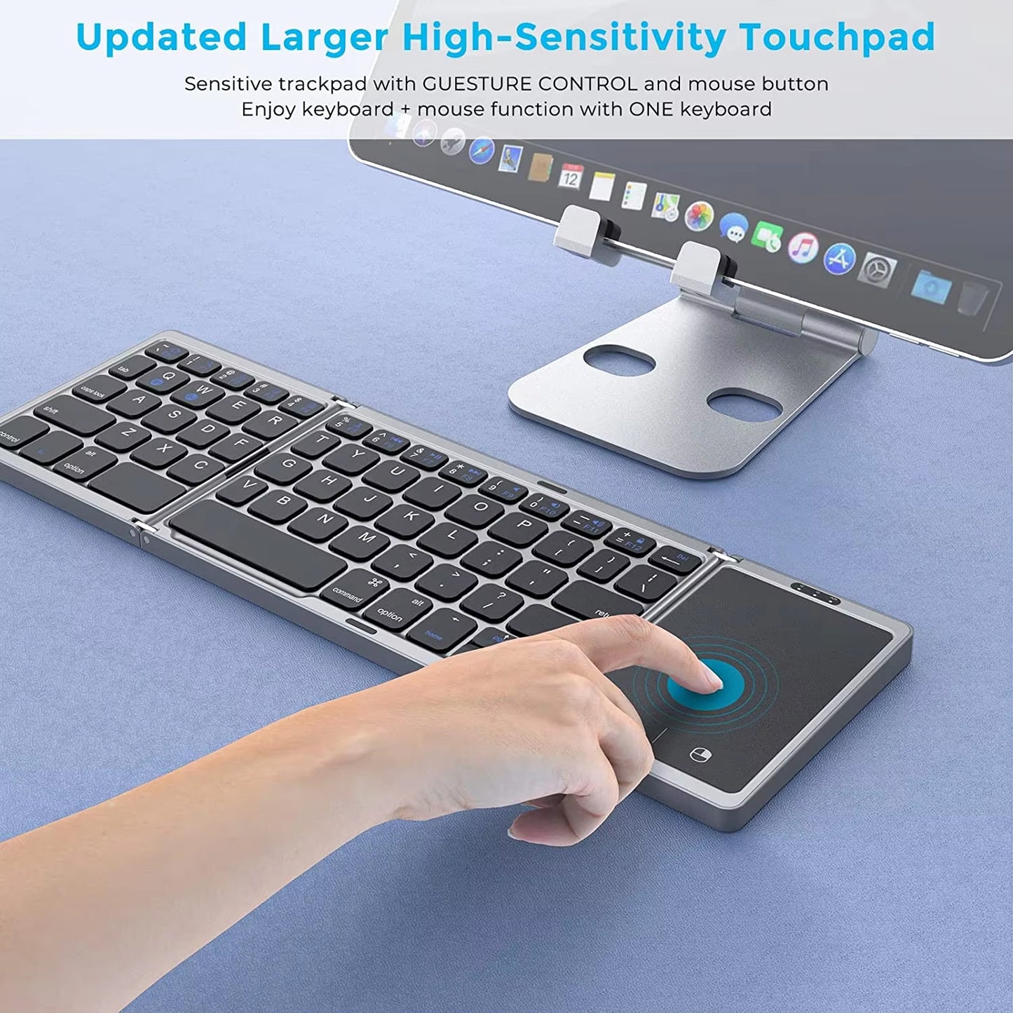 Foldable Wireless Bluetooth Keyboard Rechargeable Folding Portable Keyboards for PC Mac Smartphone Windows Ios Android